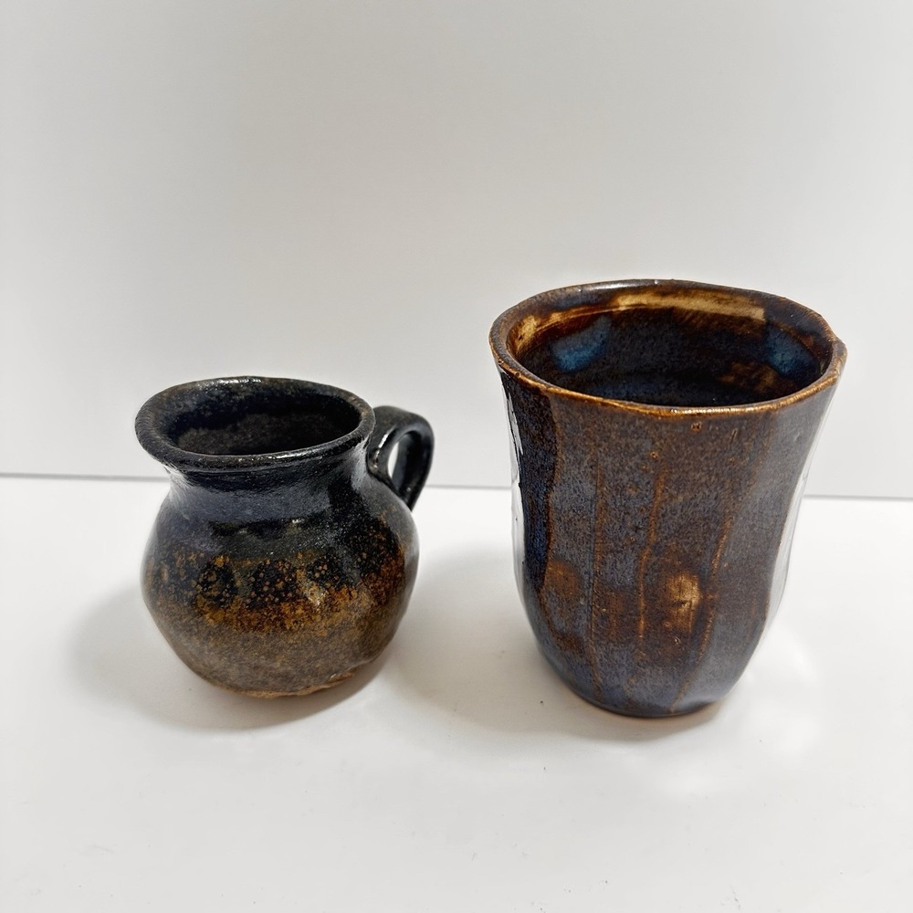 Lot Of 2 Handmade Pottery Vase And Creamer Or Use‎ As Decor Pieces Artist Signed